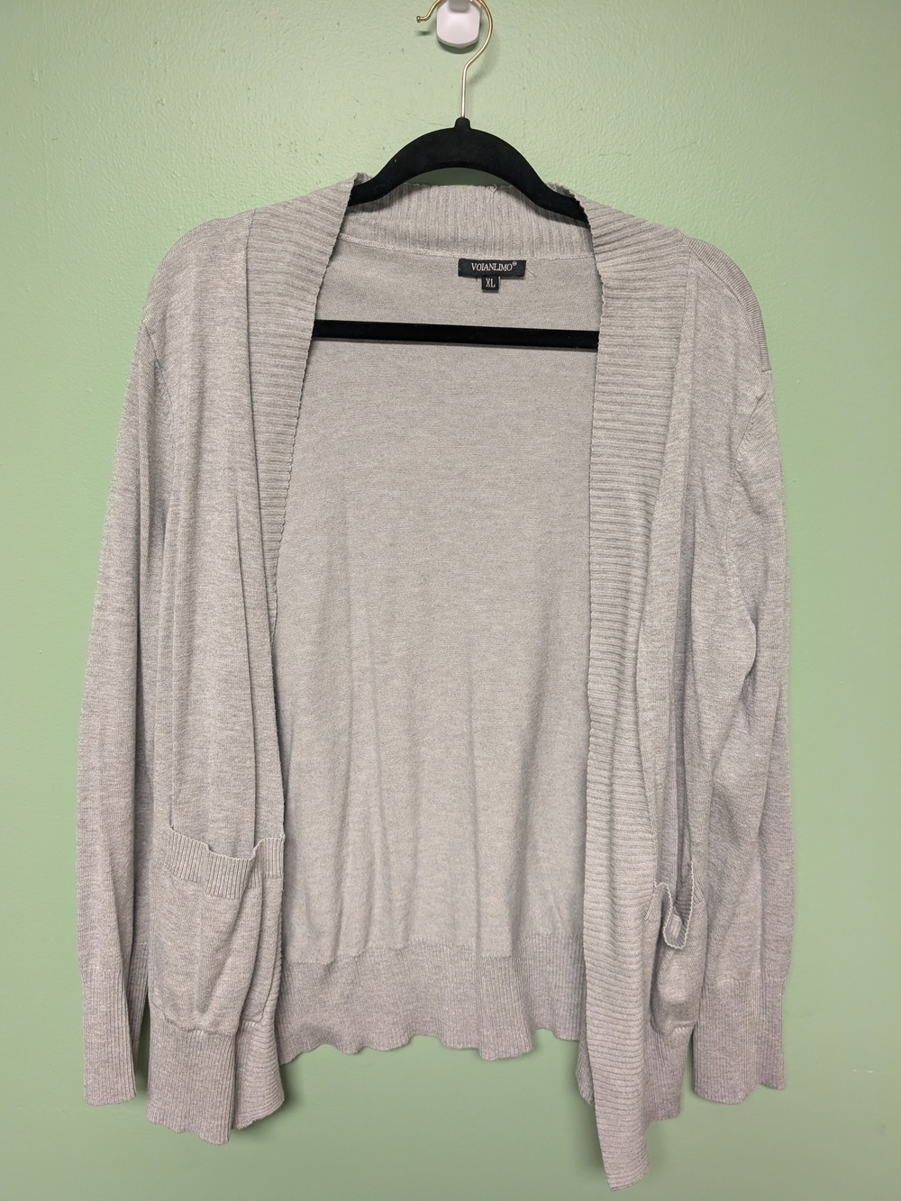Vocal Light Gray Open-Front Cardigan